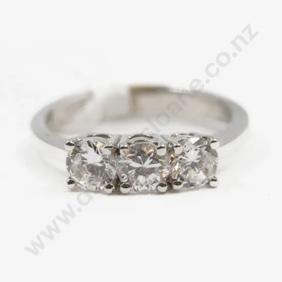 S/S Three Stone Cubic Zirconia Ring