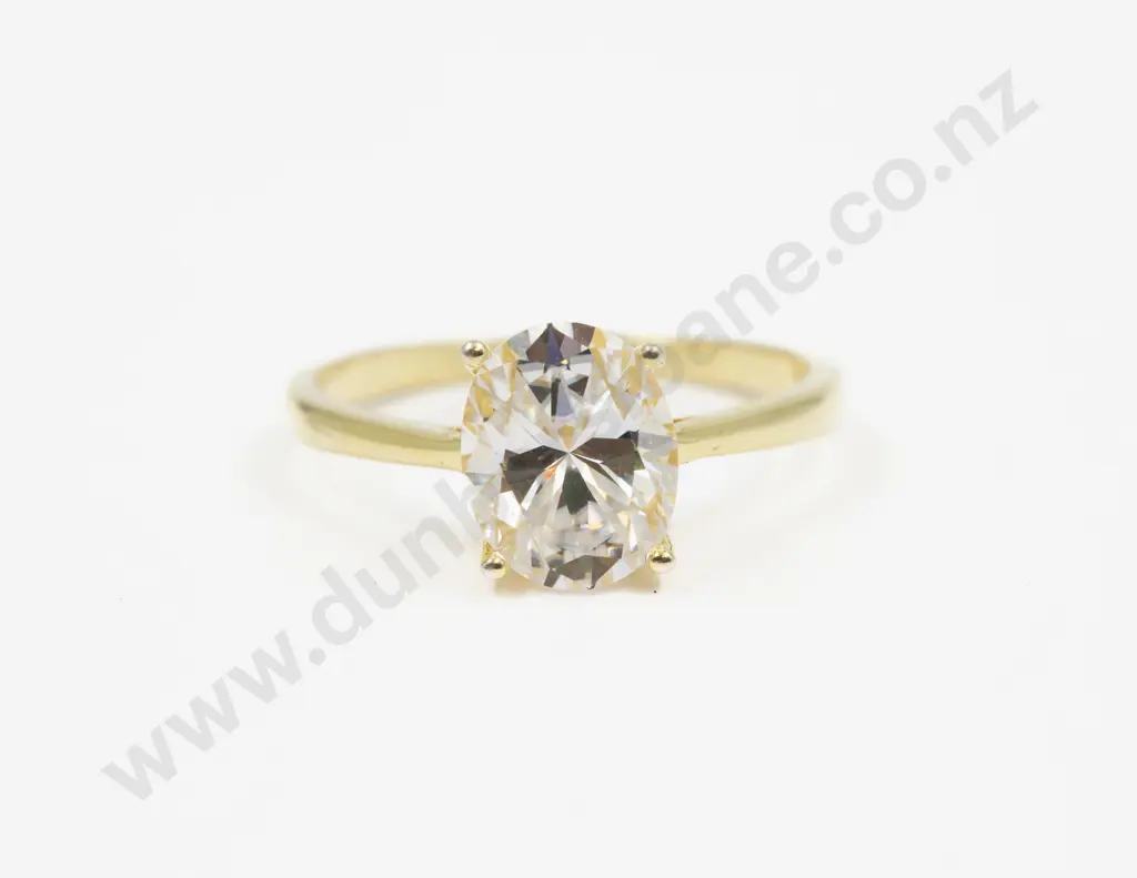 .925 Silver Gilt Solitaire Moissanite Ring Image 1++