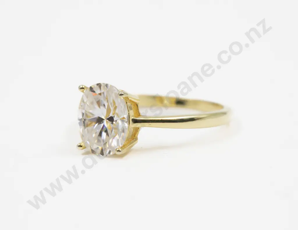 .925 Silver Gilt Solitaire Moissanite Ring Image 1++