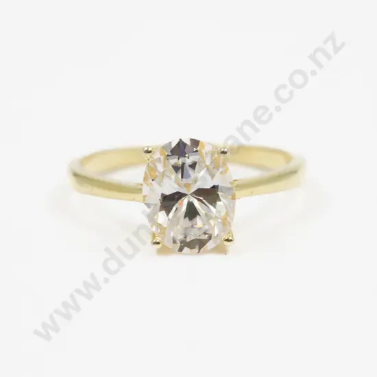 .925 Silver Gilt Solitaire Moissanite Ring
