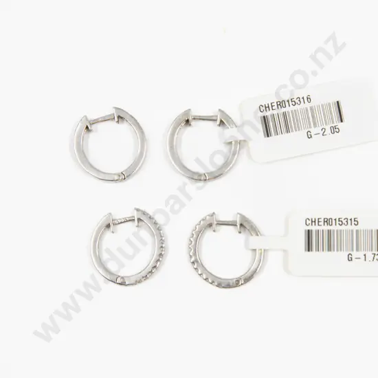 Two Pairs S/S and Cubic Zirconia Hoop Earrings