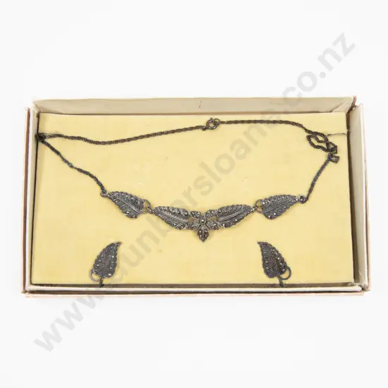 Vintage Marcasite Necklace and Matching Earrings