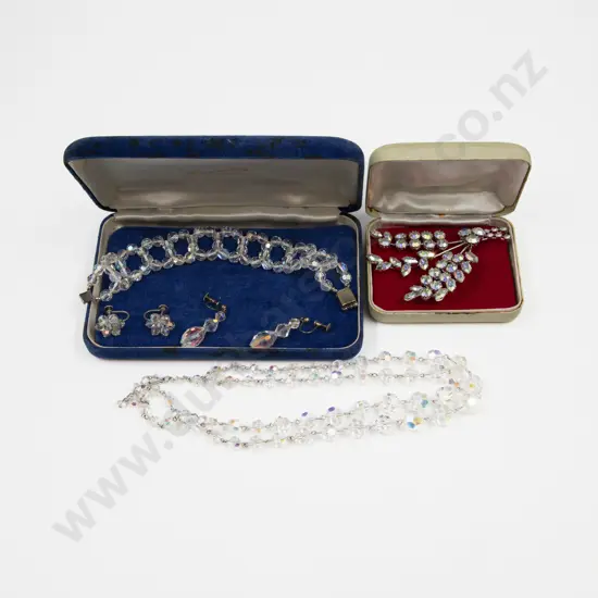 Collection of Assorted Vintage Crystal Bead Jewellery with Diamante Brooch