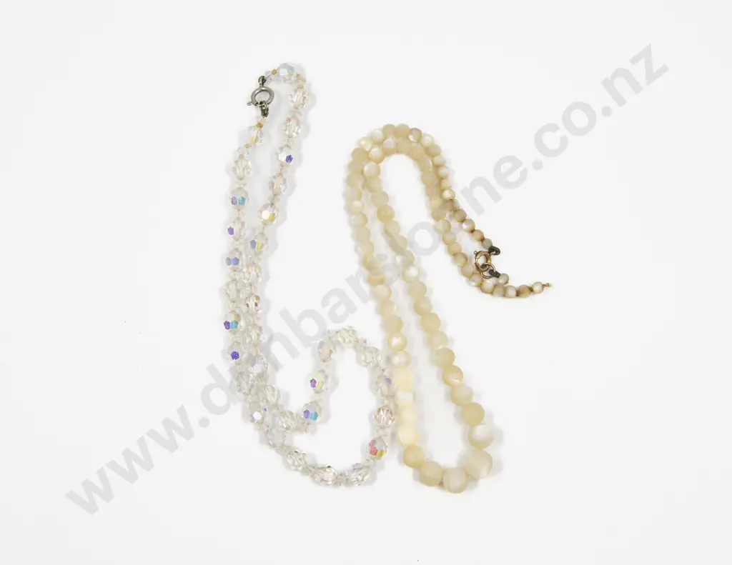 Single Strand MOP Bead Necklace and Crystal Bead Necklace Image 1++