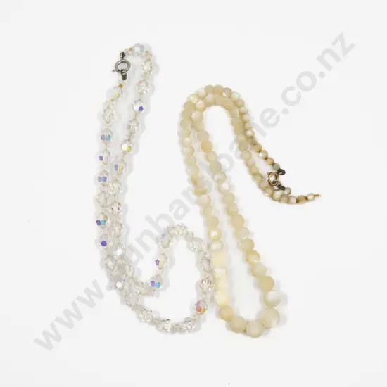 Single Strand MOP Bead Necklace and Crystal Bead Necklace