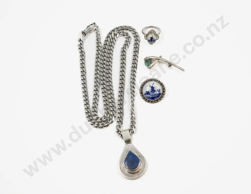 S/S Framed Lapis Pendant Image 1++