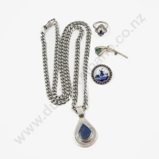 S/S Framed Lapis Pendant