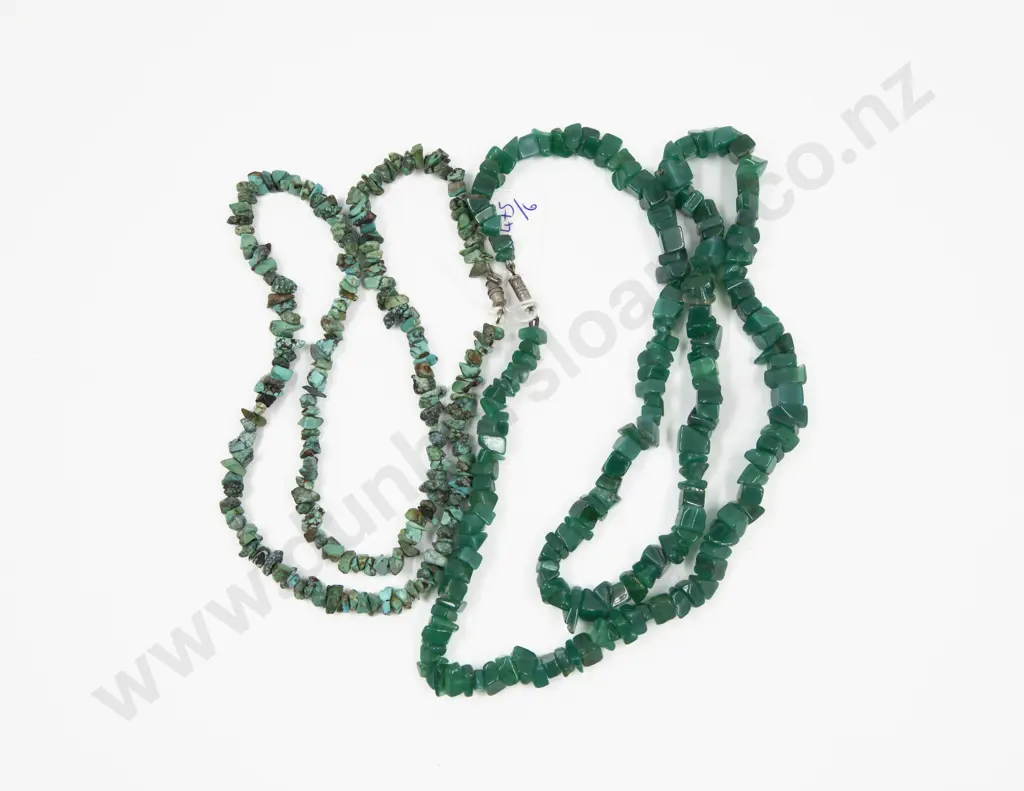 Single Strand Turquoise and Chrysoprase Bead Necklaces Image 1++