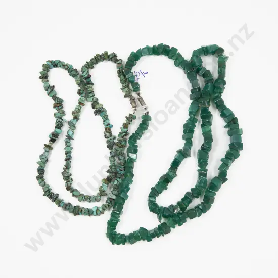 Single Strand Turquoise and Chrysoprase Bead Necklaces