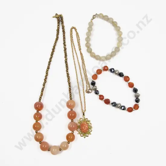 Single Strand Fire Agate Bead Necklace