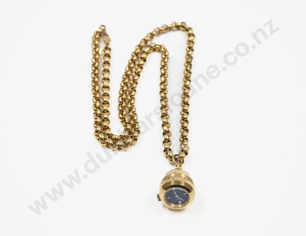 Seiko Watch Pendant on Gold Plated Monet Curb Link Neck Chain Image 1++