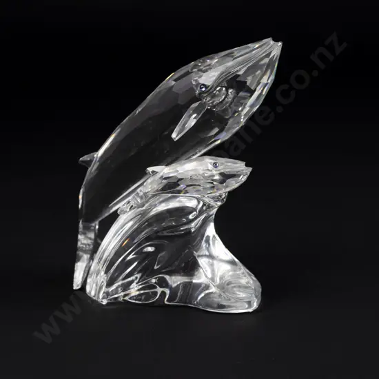 C1992 Boxed Swarovski Crystal 'Mother and Child' Whales