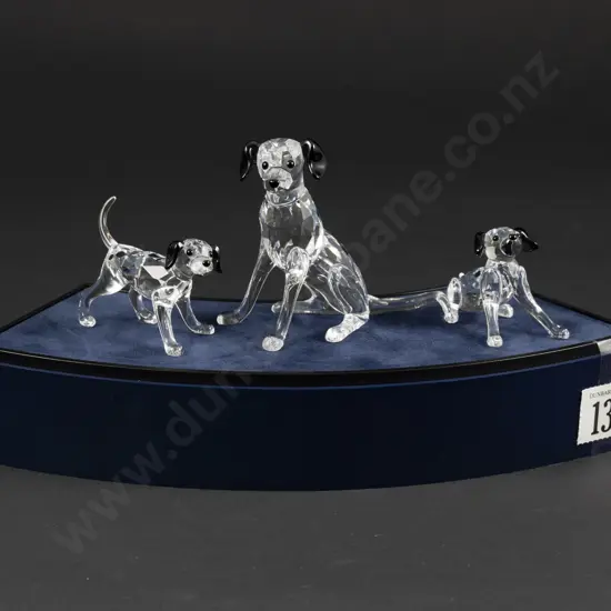 C2004 Boxed Swarovski Crystal 'The Peaceful Countryside' Dalmatian Mother and Puppies with Display Stand