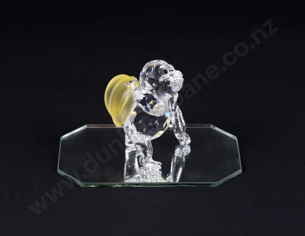 C2001 Boxed Swarovski Crystal 'Rare Encounters' Gorilla with Glass Display Stand Image 1++