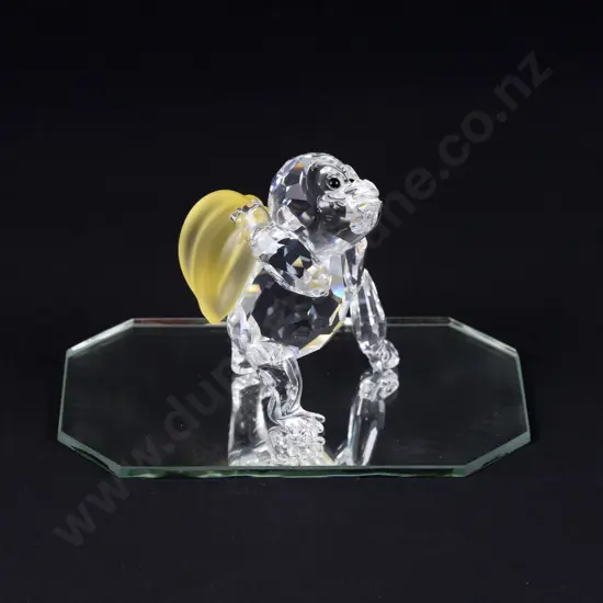 C2001 Boxed Swarovski Crystal 'Rare Encounters' Gorilla with Glass Display Stand