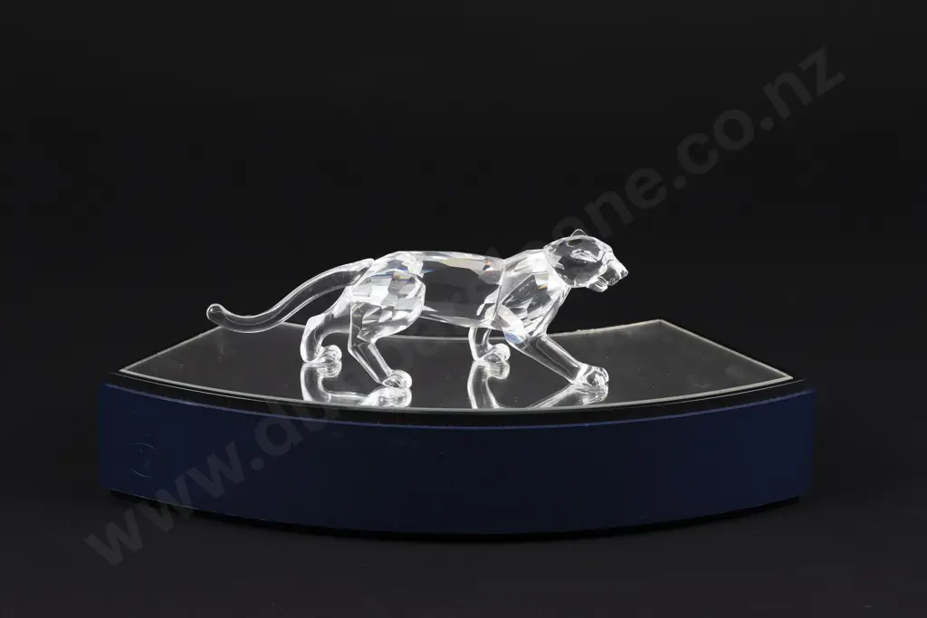 C1997 Boxed Swarovski Crystal 'African Wildlife' Leopard with Display Stand Image 1++