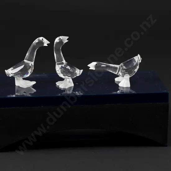 C1993 Boxed Swarovski Crystal 'Barnyard Friends' Goslings (Tom Dick and Harry) with Display Stand