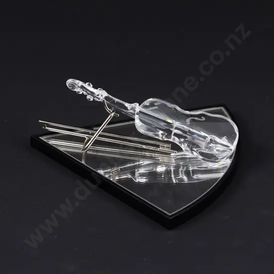 C1996 Boxed Swarovski Crystal 'Crystal Melodies' Violin with Glass Display Stand