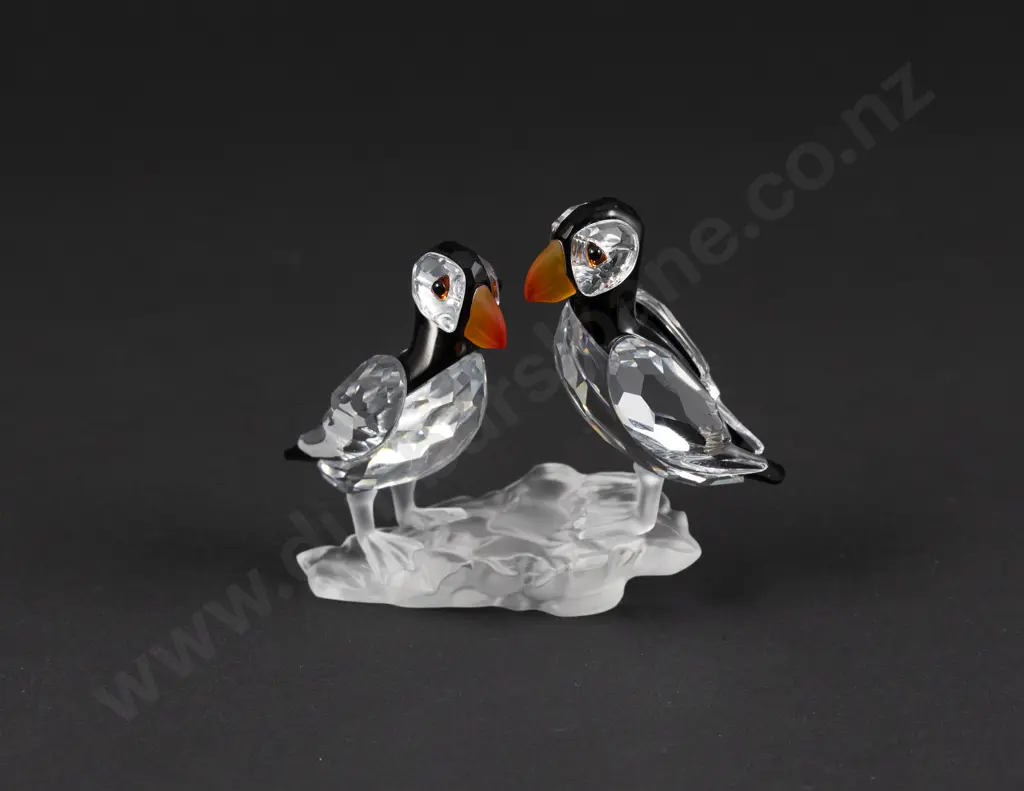 C2001 Boxed Swarovski Crystal 'Feathered Beauties' Puffins Image 1++
