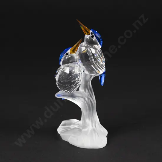C1996 Boxed Swarovski Crystal 'Feathered Beauties' Malachite Kingfishers