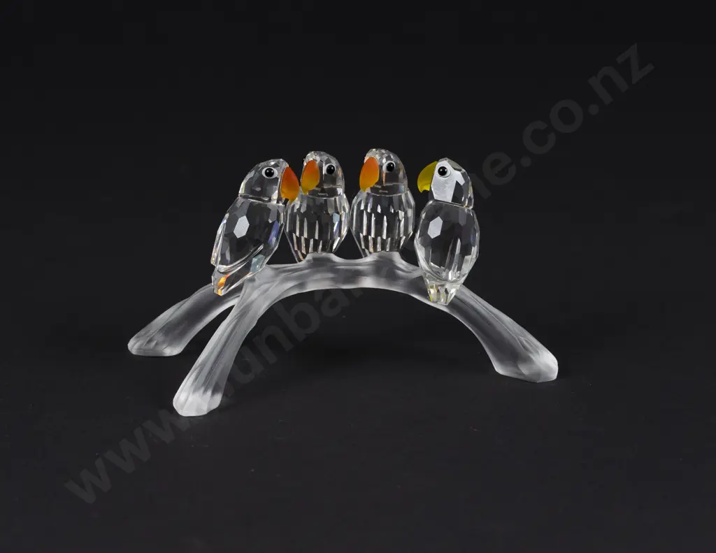 C1996 Boxed Swarovski Crystal 'Feathered Beauties' Baby Lovebirds Image 1++