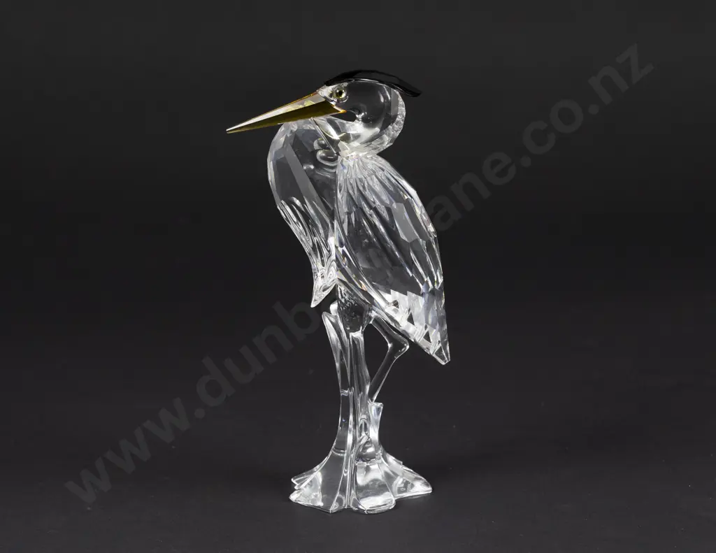 C1998 Boxed Swarovski Crystal 'Feathered Friends' Silver Heron Image 1++