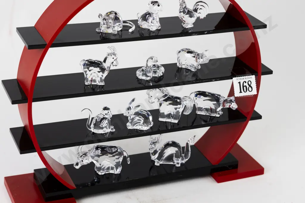 C2001 - 2004 Boxed Swarovski Crystal Full Set 'Chinese Zodiacs' with Display Stand Image 1++