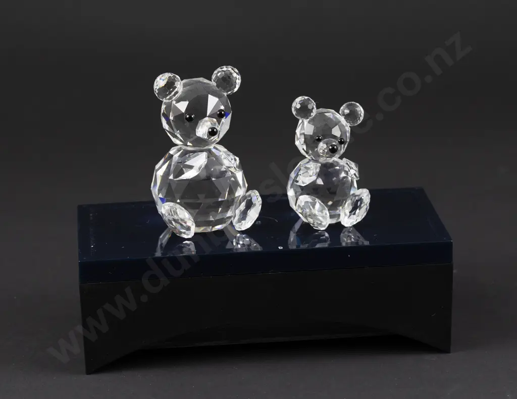 C1981-1982 Swarovski Crystal 'Woodland Friends' Teddy Bears with Display Stand Image 1++