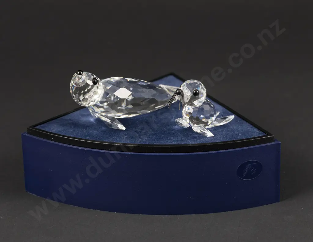 C1985-1986 Boxed Swarovski Crystal 'Kingdom of Ice and Snow' Seals with Display Stand Image 1++