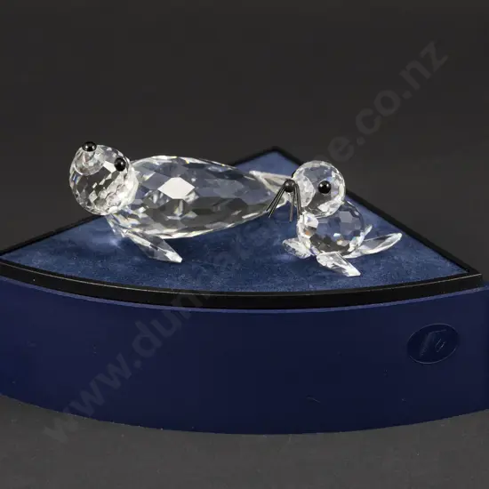 C1985-1986 Boxed Swarovski Crystal 'Kingdom of Ice and Snow' Seals with Display Stand