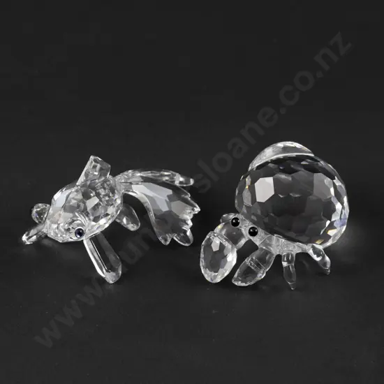 C2004-2005 Boxed Swarovski Crystal 'Aquatic Worlds' Hermit Crab and Telescope Fish