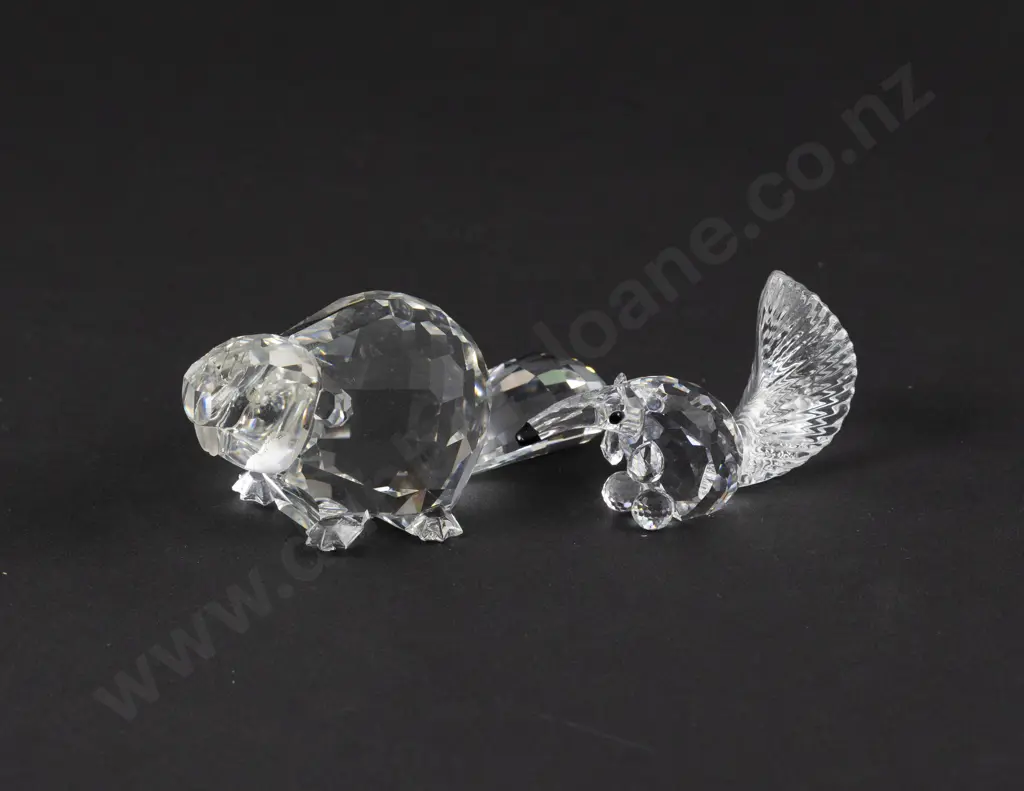 C1996-2001 Boxed Swarovski Crystal 'Endangered Species' Beaver and Anteater Image 1++