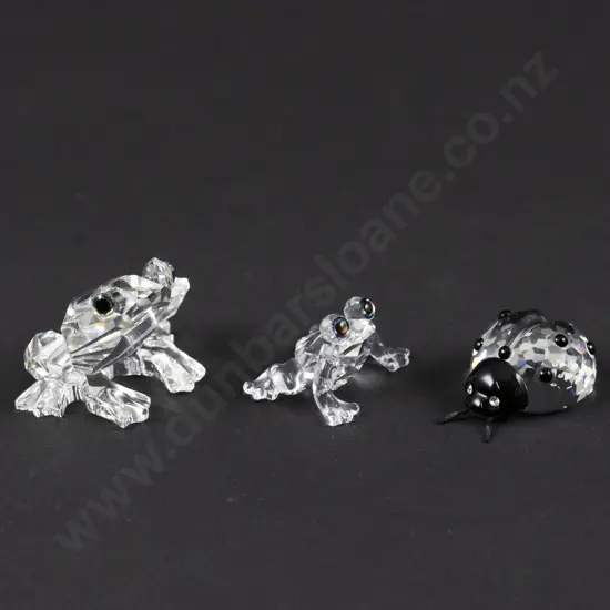 C1994-2002 Boxed Swarovski Crystal 'In the Secret Garden' Ladybird and Two Frogs