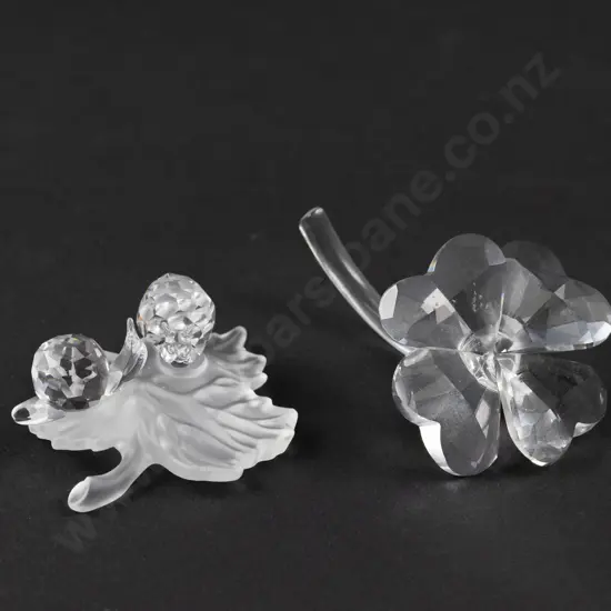 C1997-2001 Boxed Swarovski Crystal 'In the Secret Garden' Snails on Vine Leaf and Four Leaf Clover