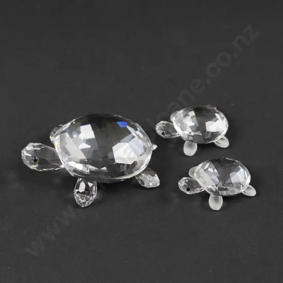 C1997-1998 Boxed Swarovski Crystal 'In the Secret Garden' Mother Tortoise and Two Baby Tortoises
