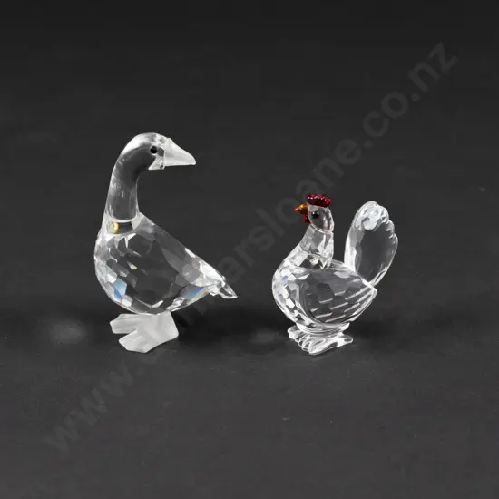 C1987-1993 Boxed Swarovski Crystal 'Barnyard Friends' Mother Goose and Hen