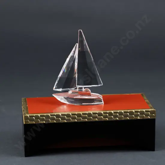 C1994 Boxed Swarovski Crystal 'When we were Young' Sail Boat with Display Stand