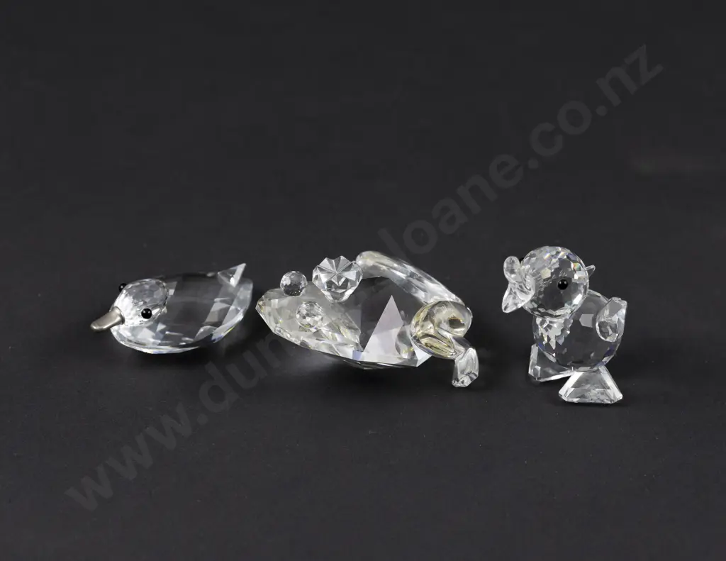 C1980-1984 Swarovski Crystal 'Beauties of the Lake' Drake and Frog Prince together with 'Mini Zoo' Duck Image 1++