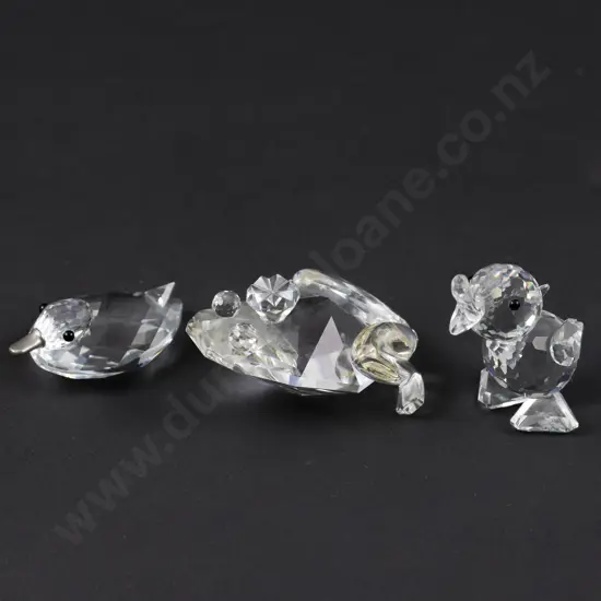 C1980-1984 Swarovski Crystal 'Beauties of the Lake' Drake and Frog Prince together with 'Mini Zoo' Duck