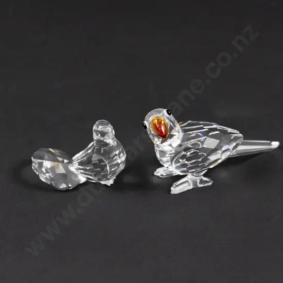 C1995-2002 Boxed Swarovski Crystal 'Feathered Beauties' Parrot and Dove