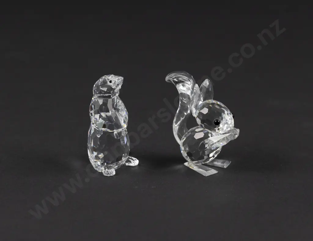 C1985-2002 Boxed Swarovski Crystal 'Woodland Friends' Marmot and Squirrel Image 1++