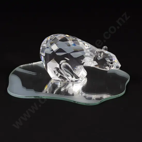 C1986 Swarovski Crystal 'Kingdom of Ice and Snow' Polar Bear with Display Mirror