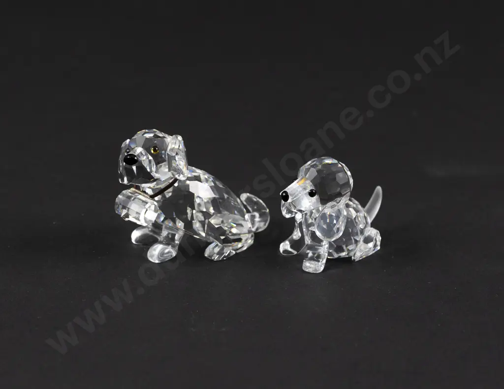 C1990-1996 Boxed Swarovski Crystal 'Pets Corner' Beagle Puppy and St Bernard Puppy Image 1++