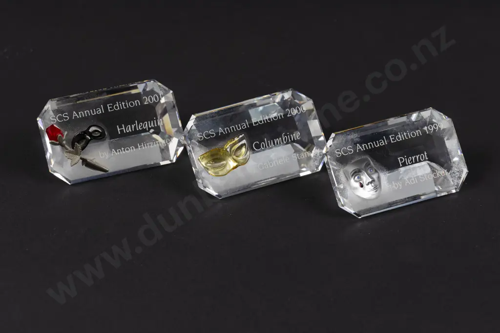 C1999-2001 Three Swarovski Crystal 'Masquerade' Plaques Image 1++