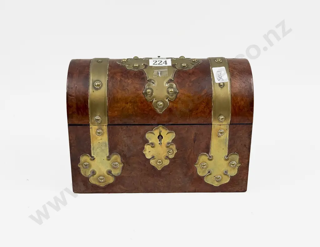 Vict Burr Walnut & Brass Bound Letter Box Image 1++