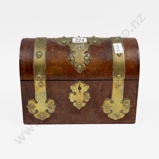 Vict Burr Walnut & Brass Bound Letter Box