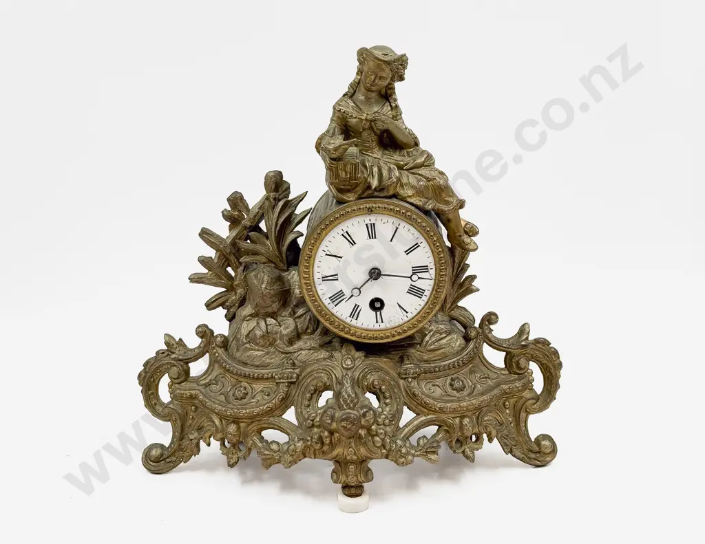 French Style Figural Mantel Clock Image 1++