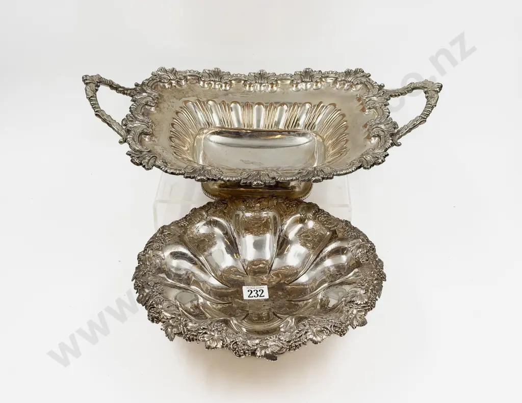 Vict S/P Bread Basket together with Ornate S/P Tazza Image 1++