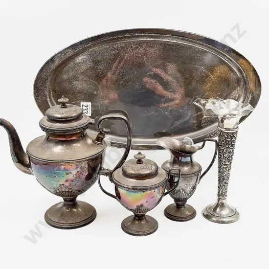 S/P Three Pce Teaset on Tray