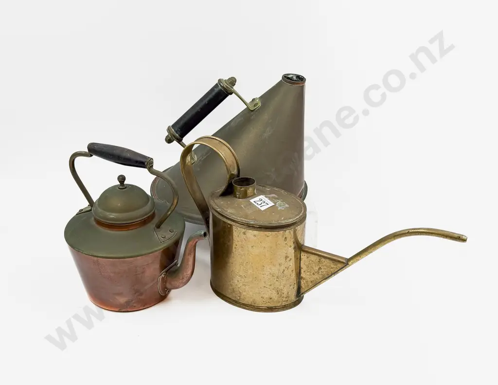 Edwardian Brass Watering Can & Two Others Image 1++